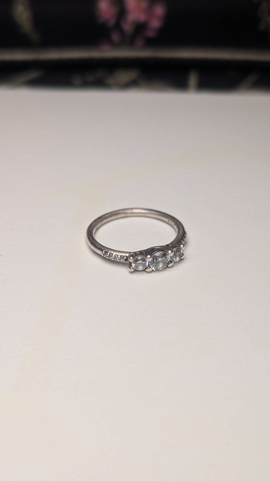 Genuine Sterling Silver Pandora 3 Stone CZ Ring | Size K | S925 ALE Silver