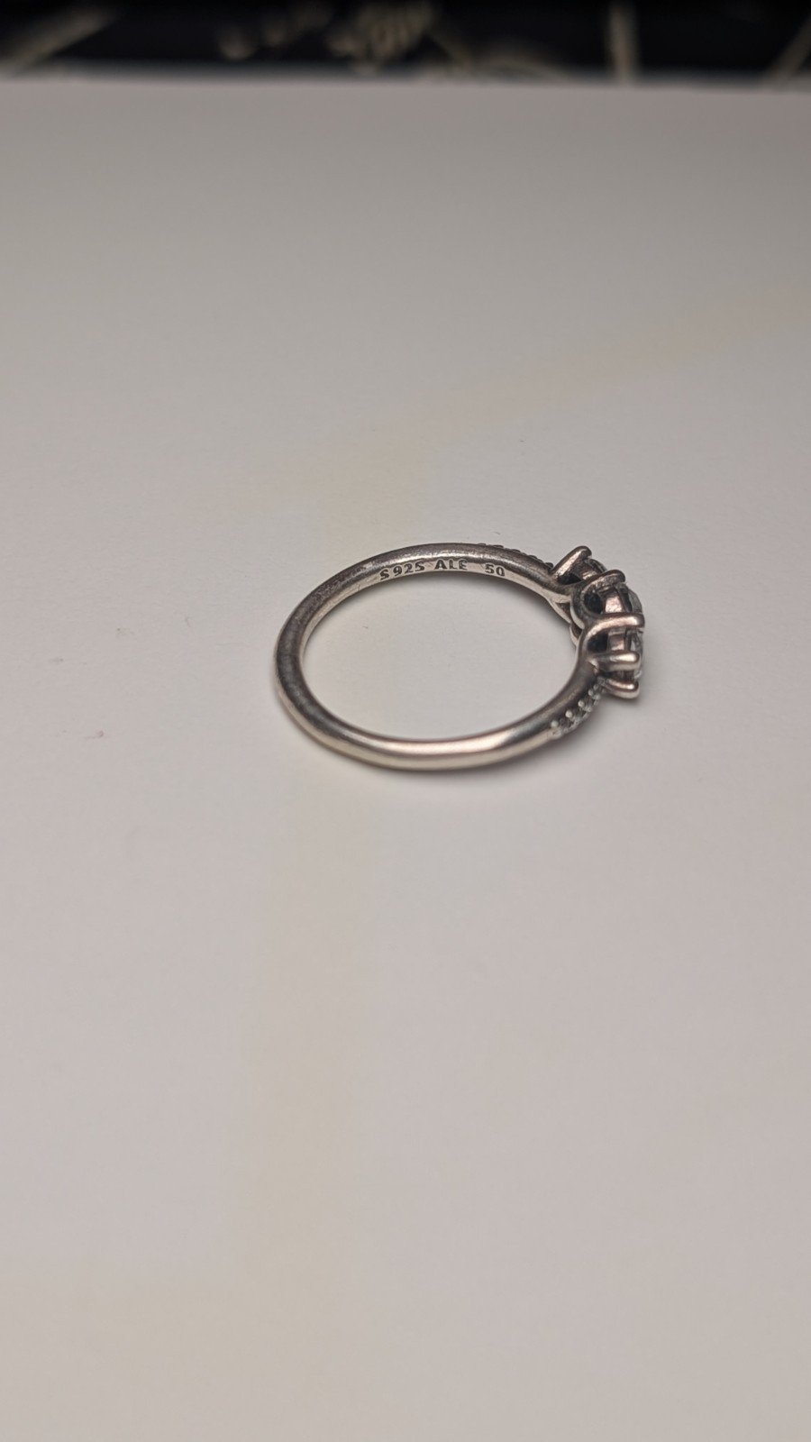 Genuine Sterling Silver Pandora 3 Stone CZ Ring | Size K | S925 ALE Silver - Image 4