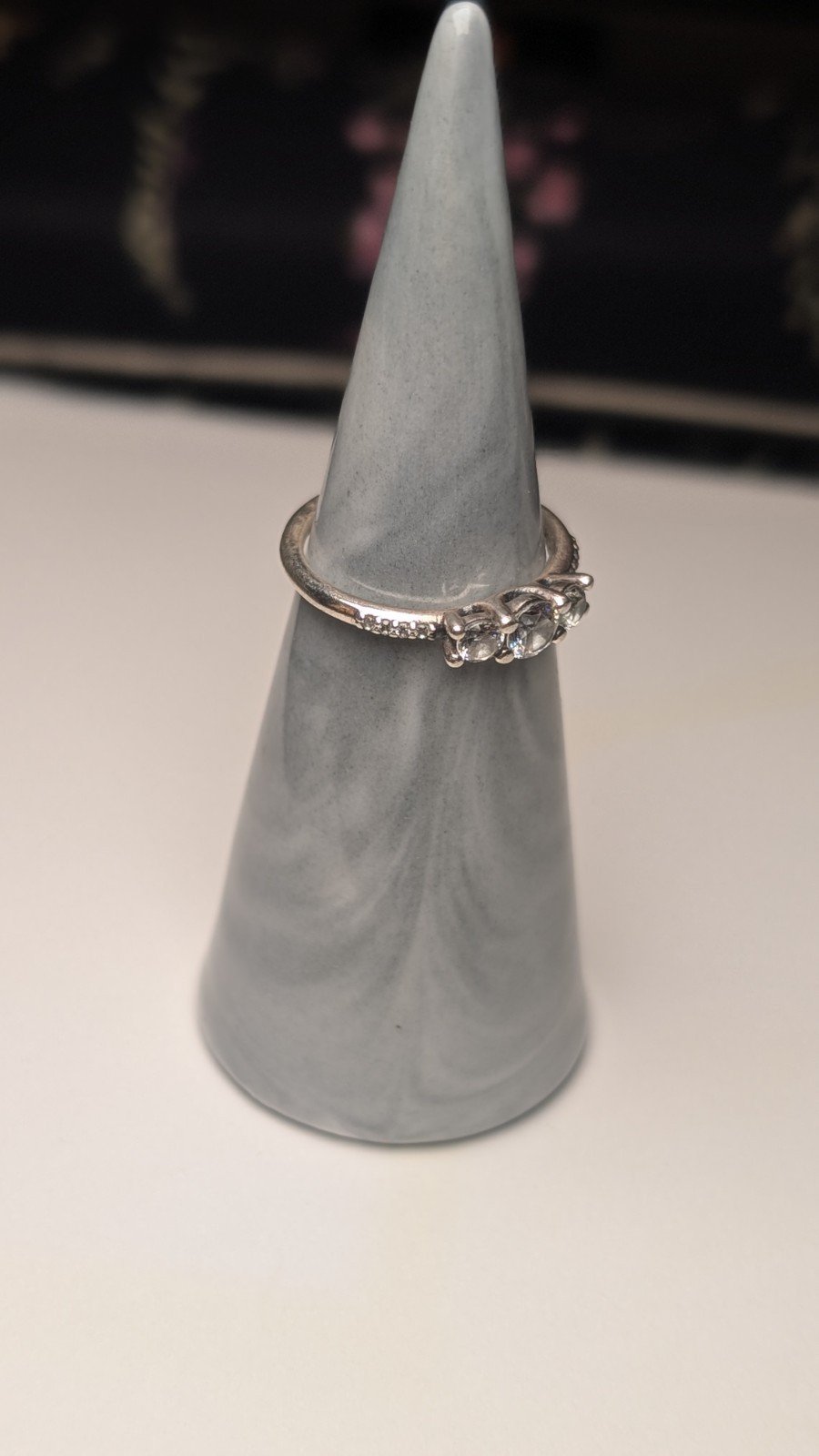 Genuine Sterling Silver Pandora 3 Stone CZ Ring | Size K | S925 ALE Silver - Image 6