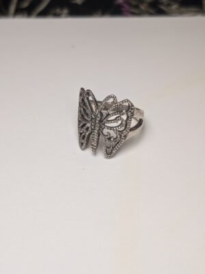 Vintage Sterling Silver Filigree Style Butterfly Ring | Size N | 925 Silver