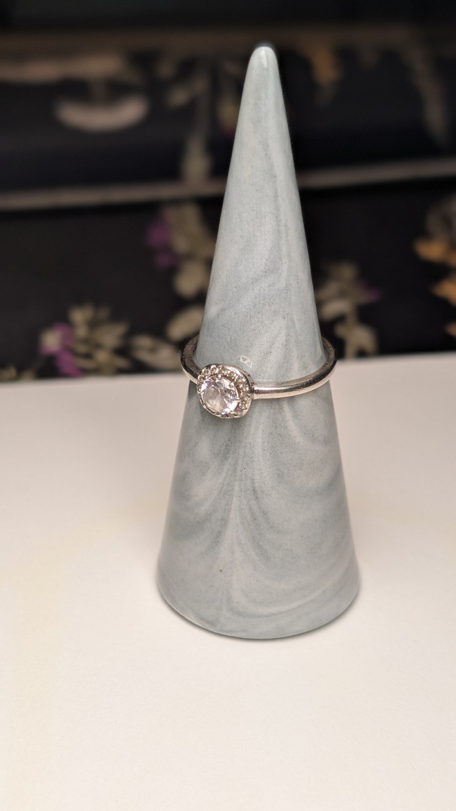 Vintage Sterling Silver Halo CZ Ring | Size O 1/2 | 925 Silver - Image 6