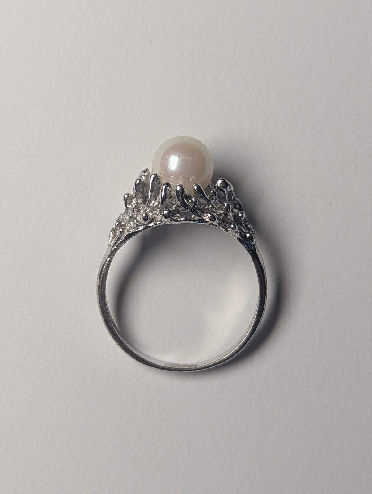Vintage Sterling Silver Brutalist Pearl Ring | Size N | 925 Silver - Image 3