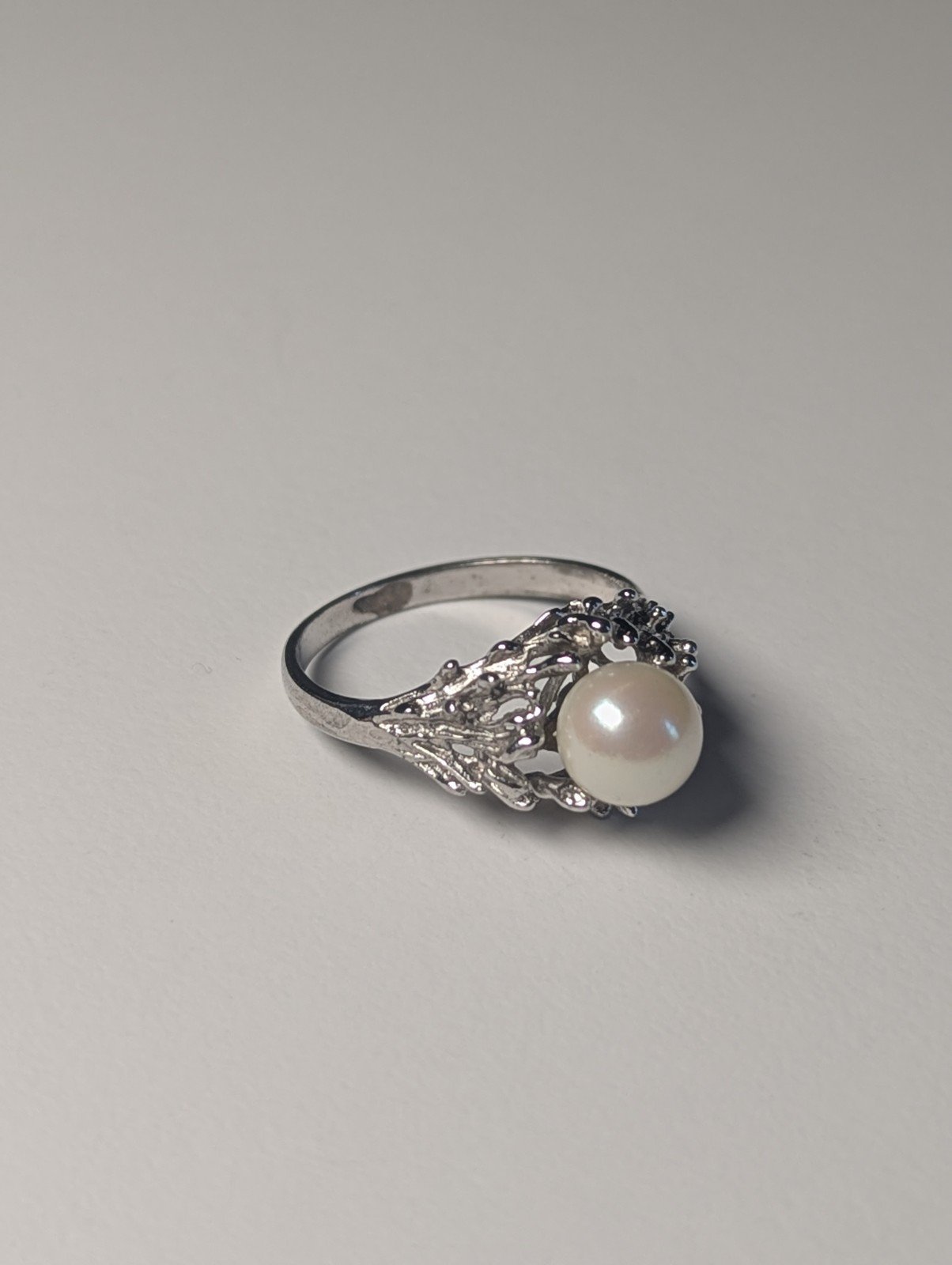 Vintage Sterling Silver Brutalist Pearl Ring | Size N | 925 Silver - Image 6