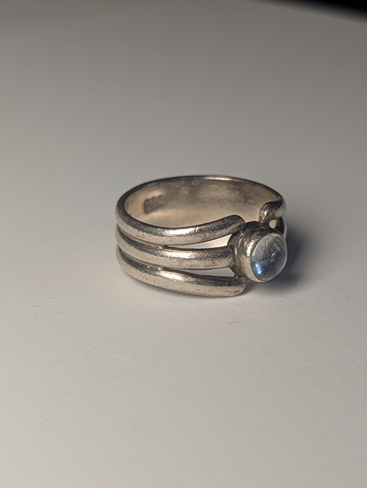 Vintage Sterling Silver Moonstone Gemstone Band Ring | Size P 1/2 | 925 Silver - Image 3