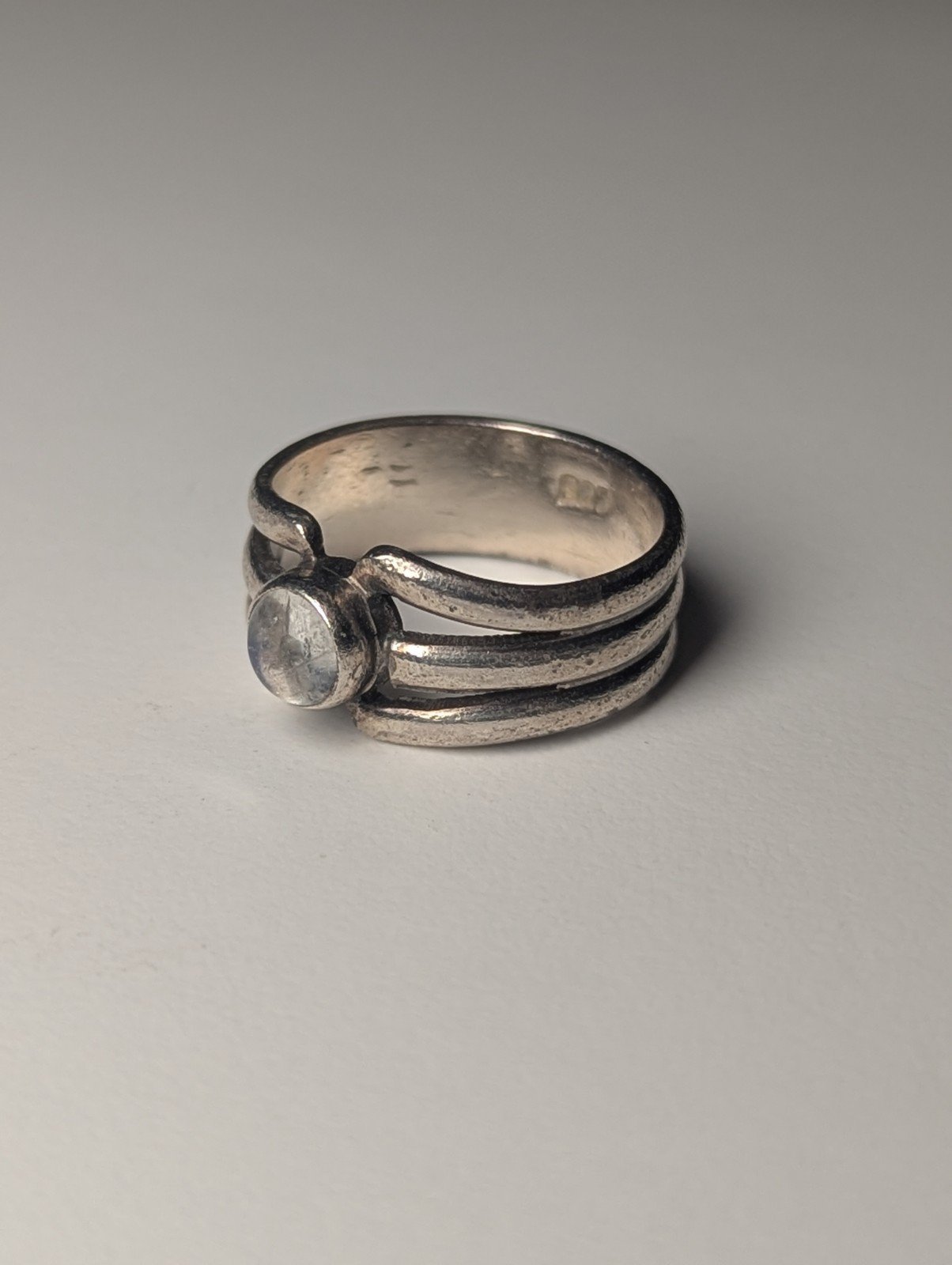 Vintage Sterling Silver Moonstone Gemstone Band Ring | Size P 1/2 | 925 Silver - Image 4