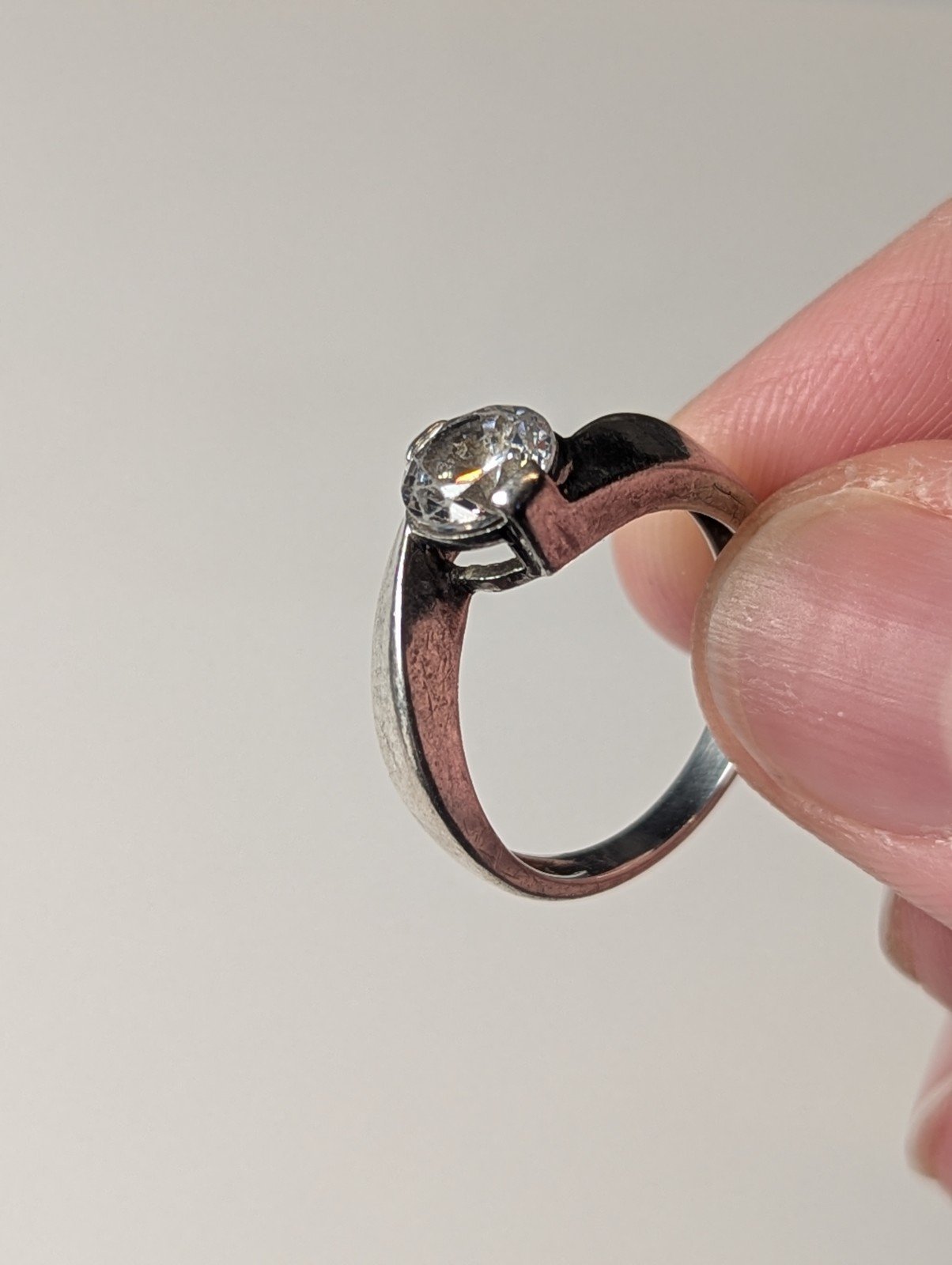 Vintage Sterling Silver Clear DQCZ Solitaire Ring | Size K | 925 Silver - Image 4