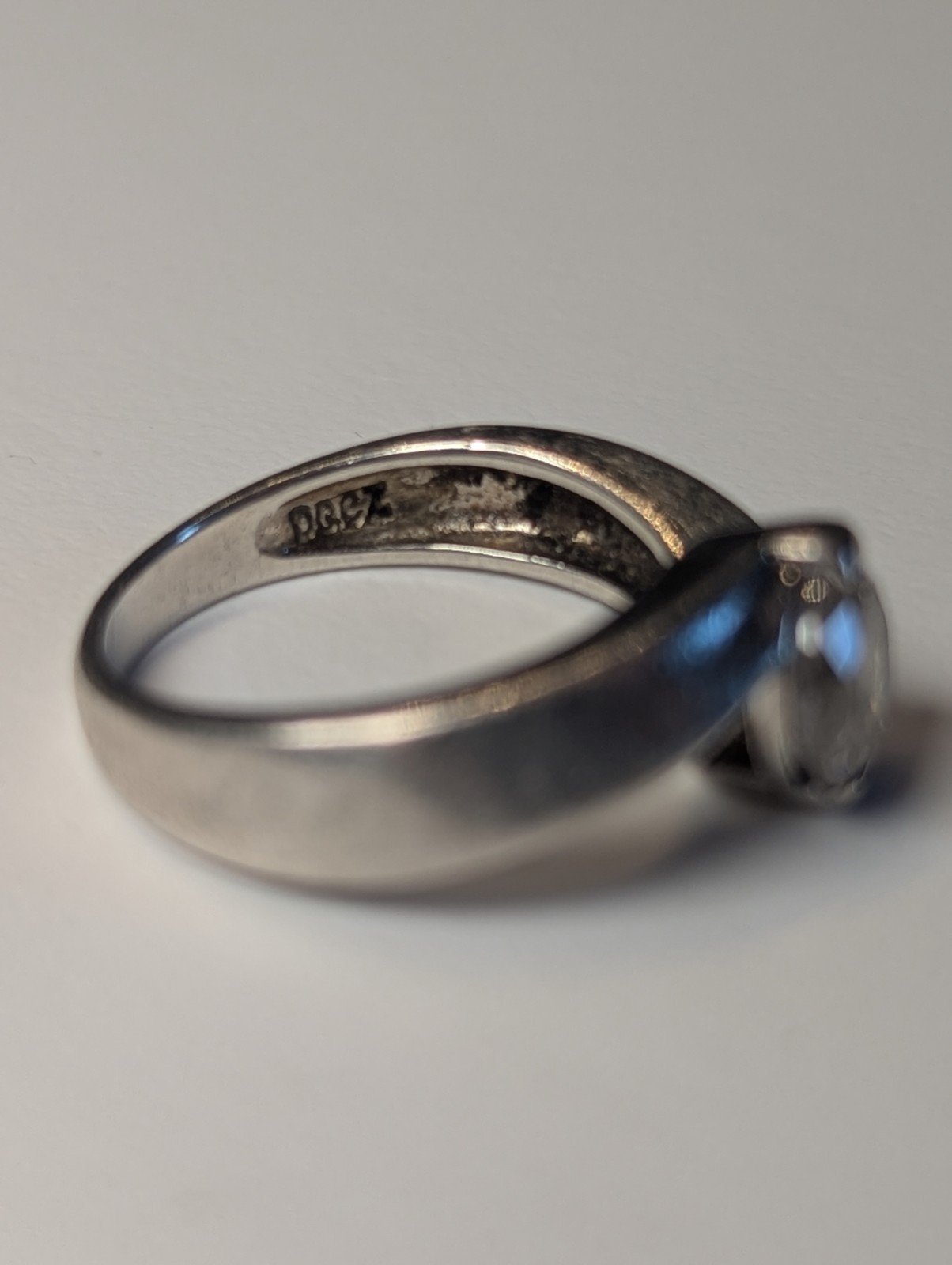 Vintage Sterling Silver Clear DQCZ Solitaire Ring | Size K | 925 Silver - Image 7