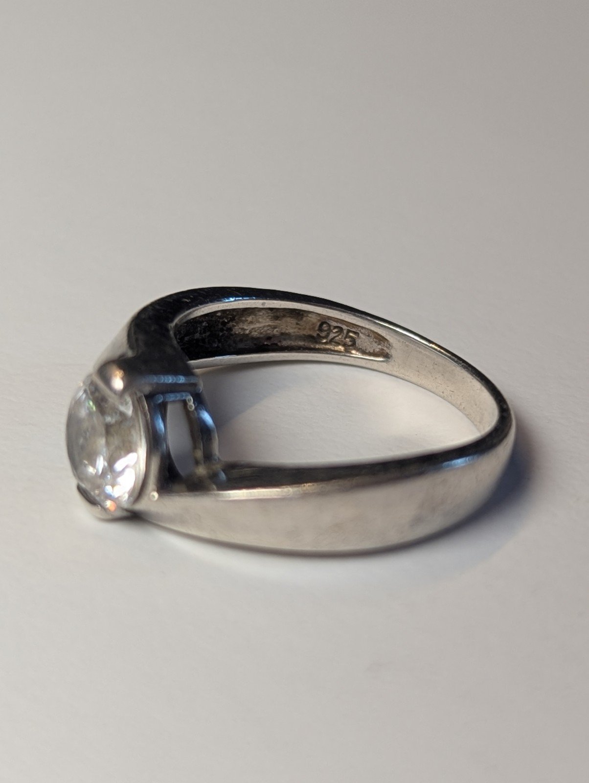 Vintage Sterling Silver Clear DQCZ Solitaire Ring | Size K | 925 Silver - Image 8