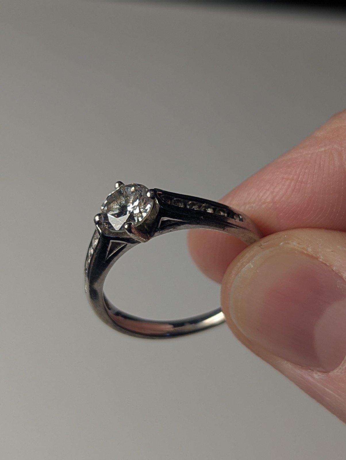 Vintage Sterling Silver Clear CZ Gemstone Solitaire Ring | Size P 1/2 | 925 - Image 2