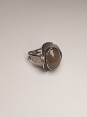 Vintage Sterling Silver Honey-Brown Chalcedony Ring | Size M 1/2 Resizable | 925
