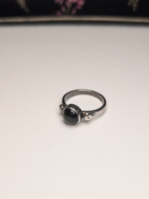 Vintage 950 Silver Ring with Black Moonstone Ring | O 1/2 | 950 Silver