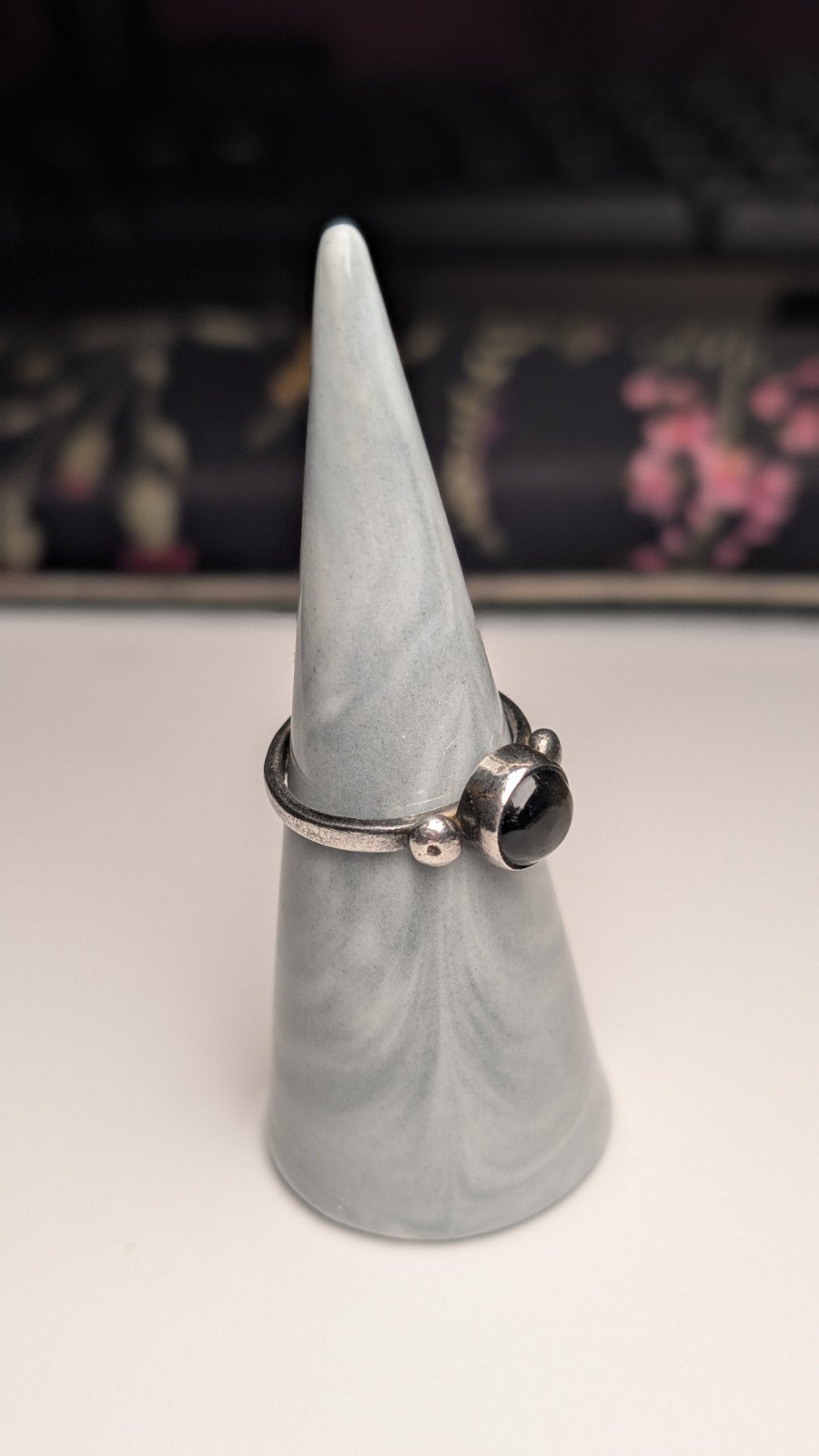 Vintage 950 Silver Ring with Black Moonstone Ring | O 1/2 | 950 Silver - Image 7