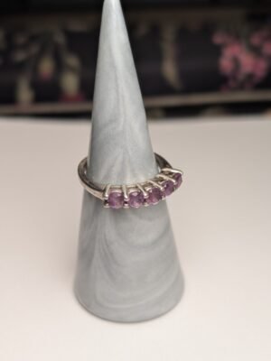 Vintage Sterling Silver 5 Stone Amethyst Ring | Size Q | 925 Silver