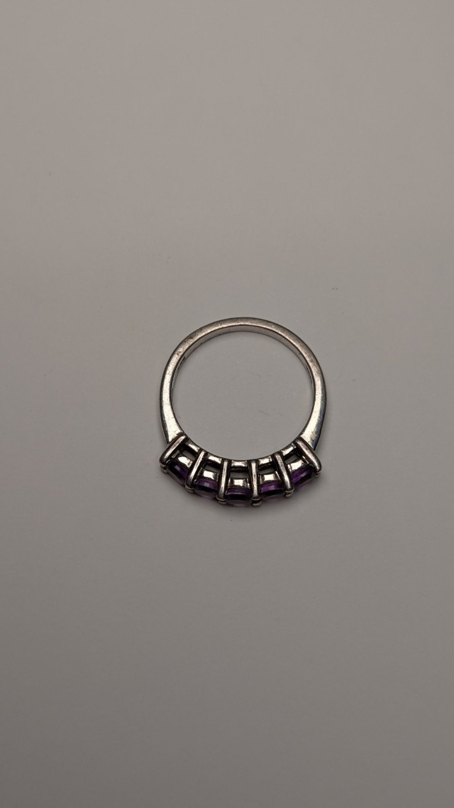 Vintage Sterling Silver 5 Stone Amethyst Ring | Size Q | 925 Silver - Image 6