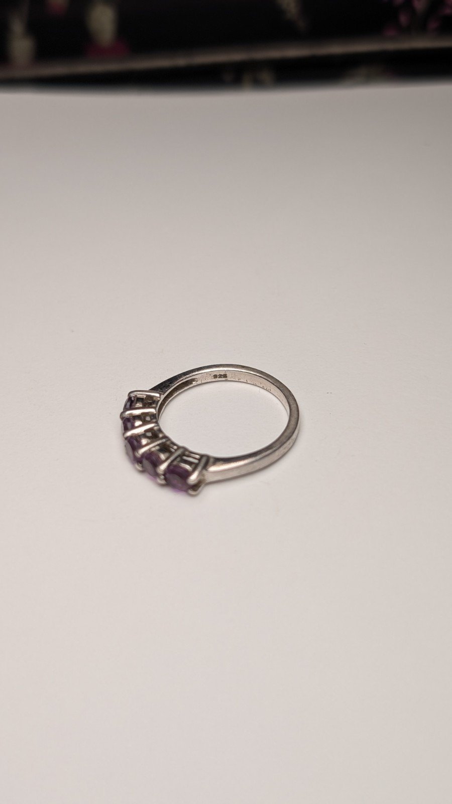 Vintage Sterling Silver 5 Stone Amethyst Ring | Size Q | 925 Silver - Image 8