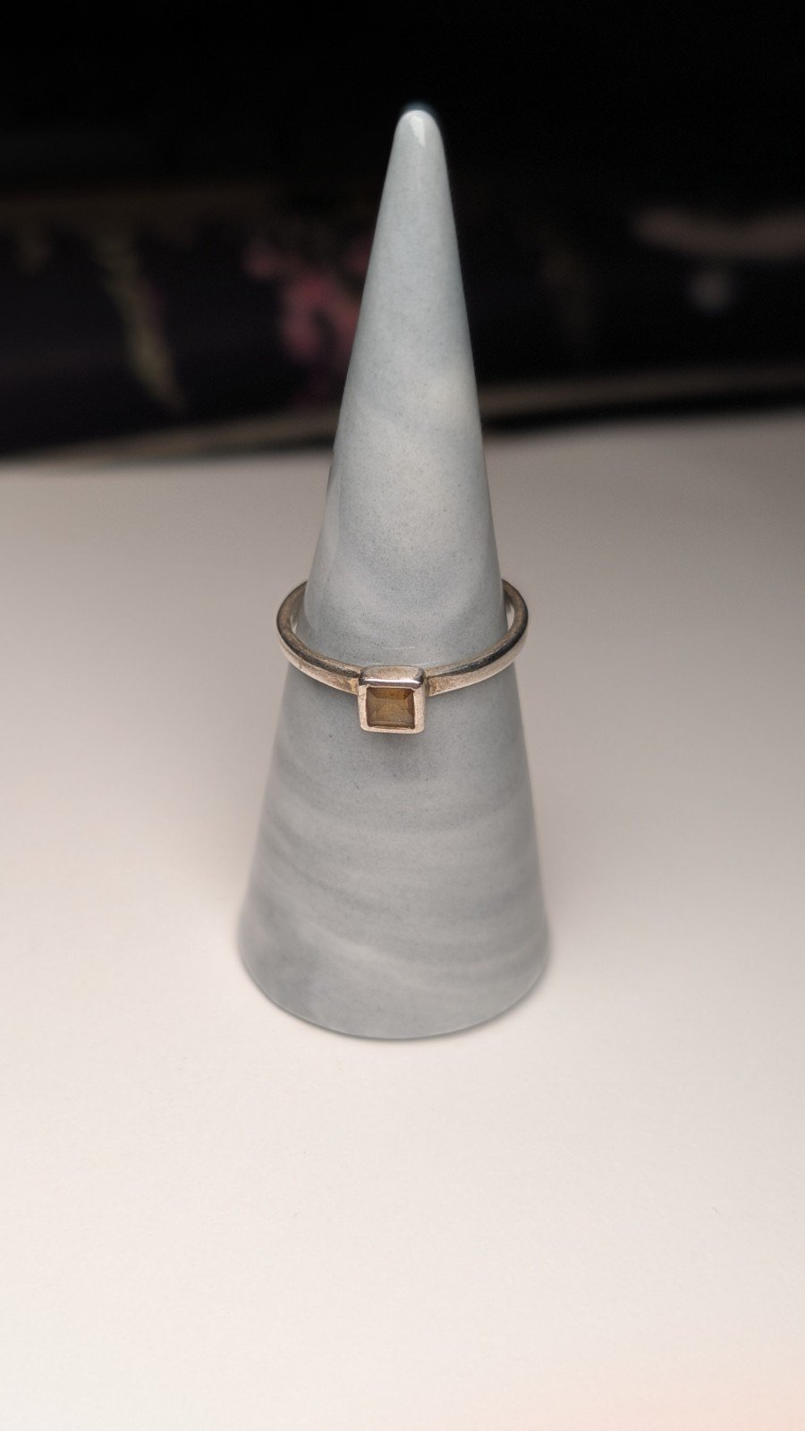 Vintage Sterling Silver Square Citrine Ring | Size Q 1/2 | 925 Silver