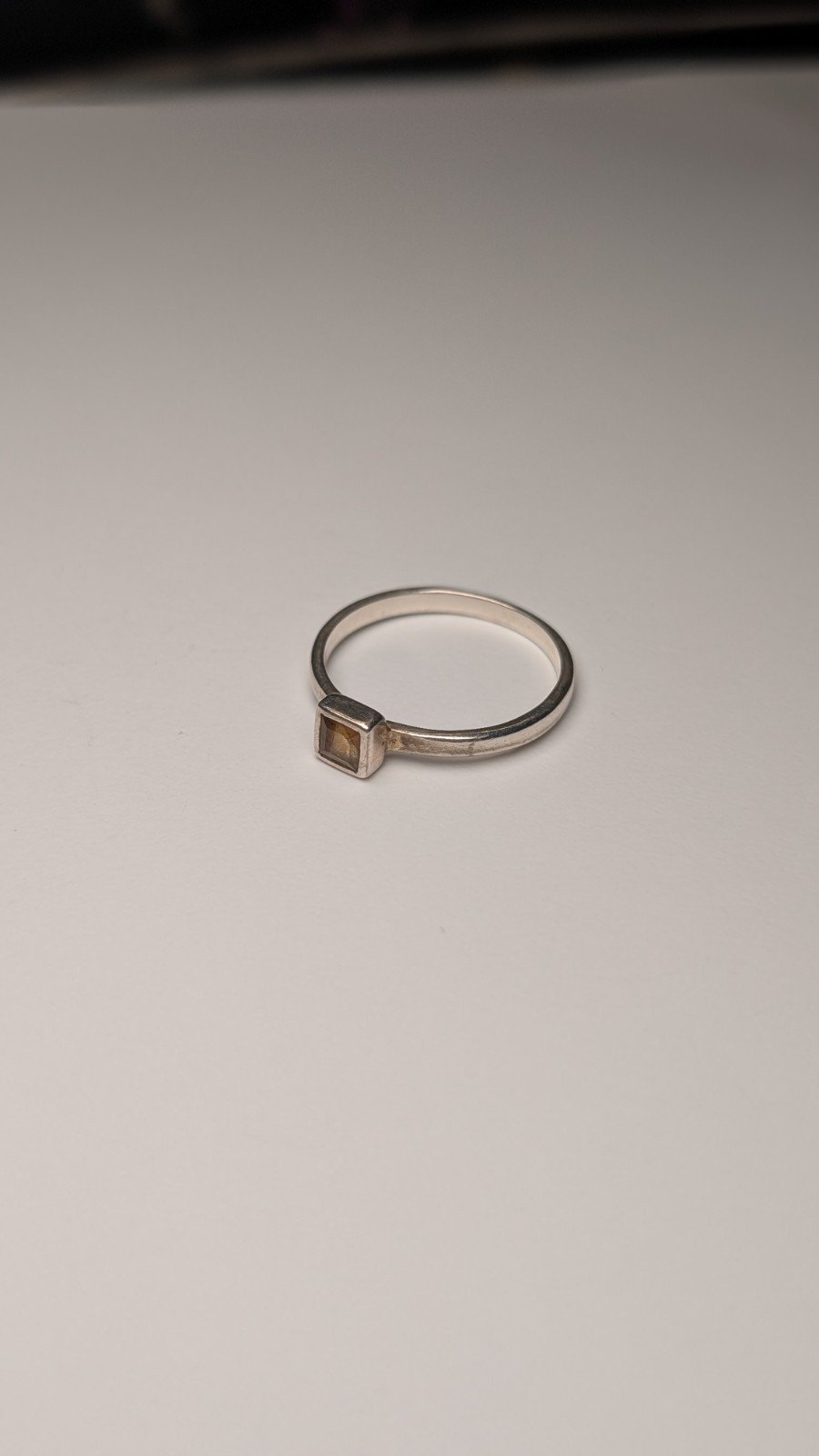 Vintage Sterling Silver Square Citrine Ring | Size Q 1/2 | 925 Silver - Image 2