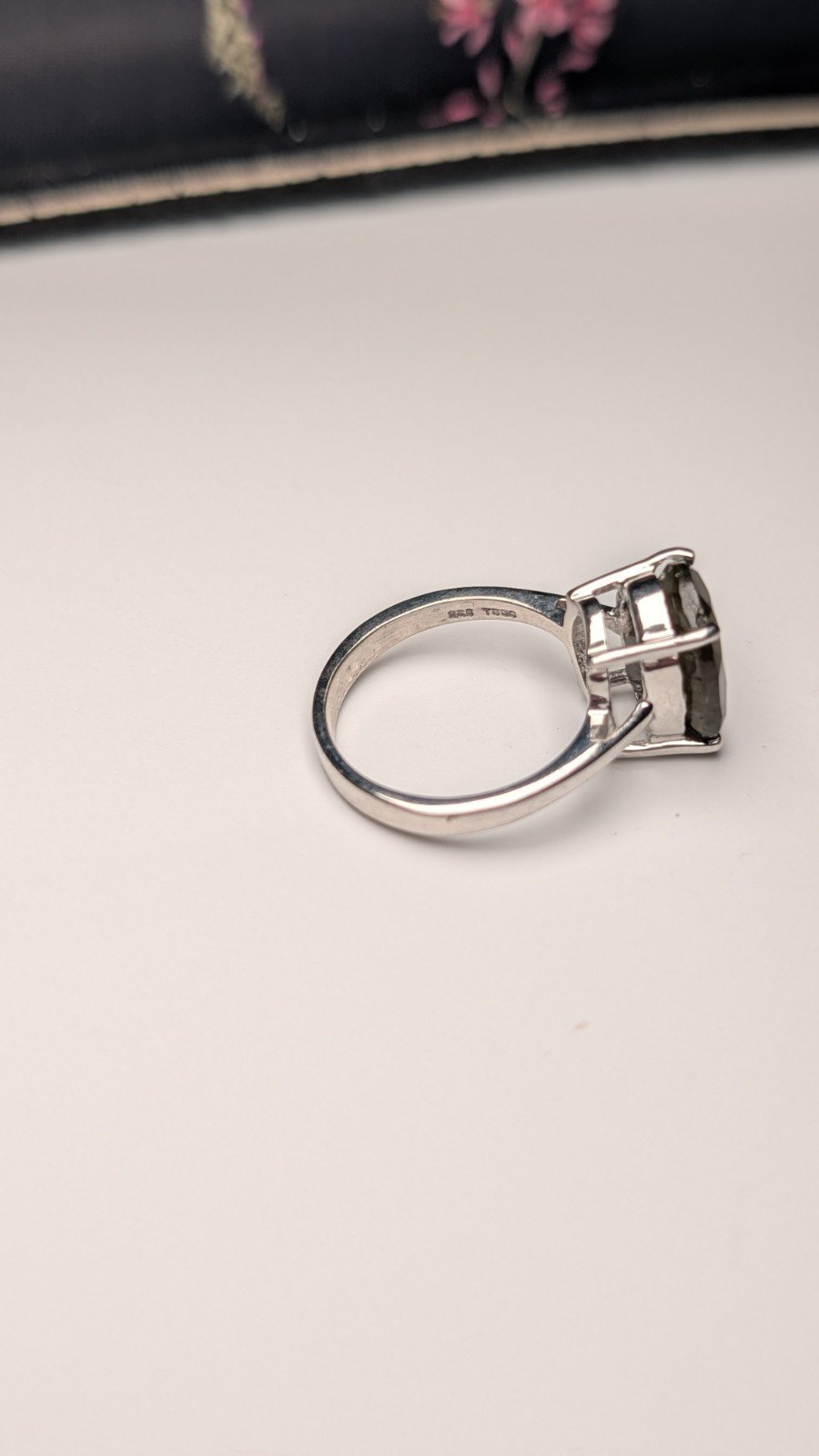 Vintage Sterling Silver Natural Green Labradorite Ring | Size P 1/2 | 925 Silver - Image 3