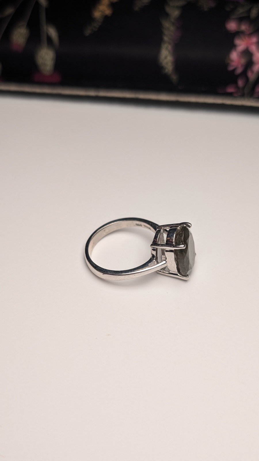 Vintage Sterling Silver Natural Green Labradorite Ring | Size P 1/2 | 925 Silver - Image 6