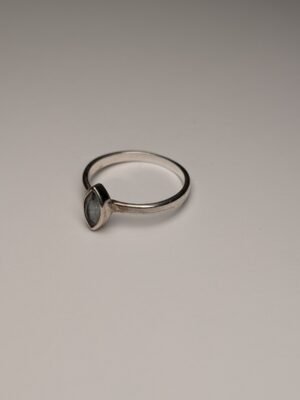 Vintage Sterling Silver Natural Aquamarine Ring | Size Q | 925 Silver
