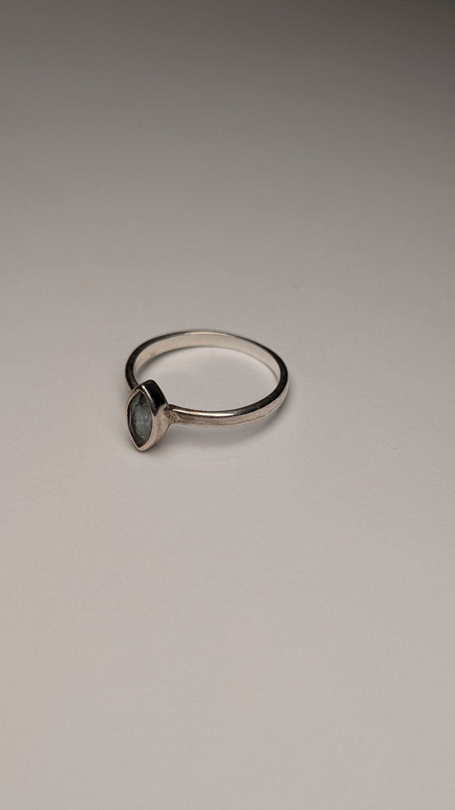 Vintage Sterling Silver Natural Aquamarine Ring | Size Q | 925 Silver