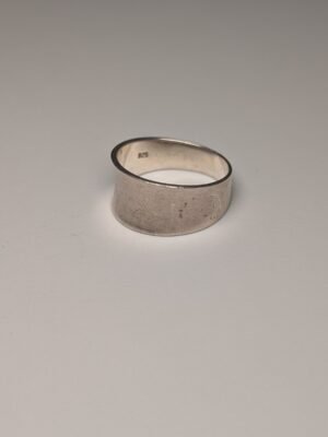 Vintage Sterling Silver Wide Band Cigar Style Ring | Size P 1/2 | 925 Silver