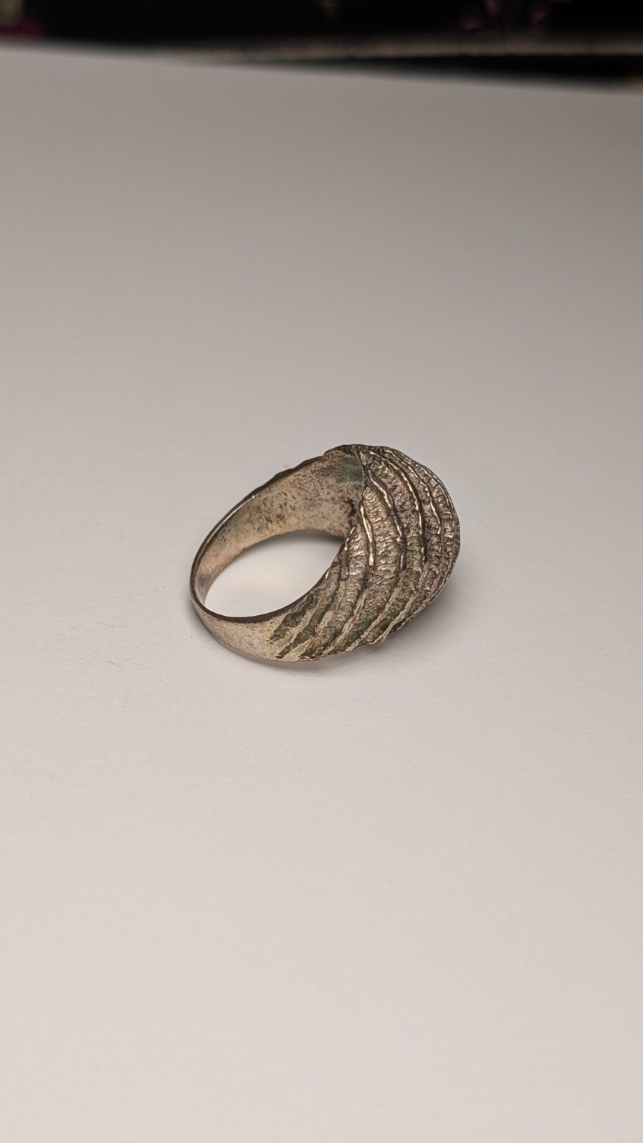 Vintage Sterling Silver Ripple / Shell Design Ring | Size N | 925 Silver