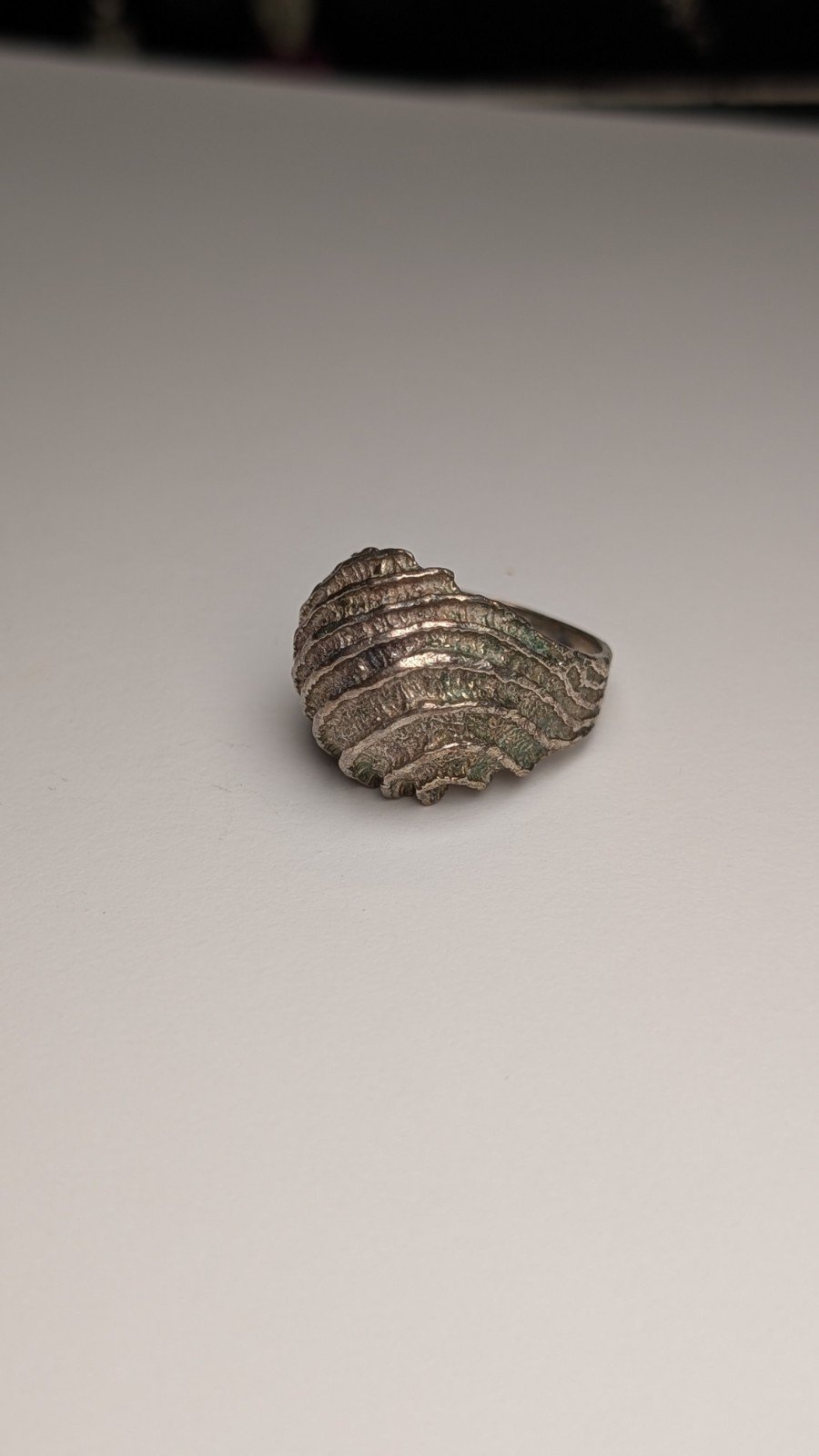 Vintage Sterling Silver Ripple / Shell Design Ring | Size N | 925 Silver - Image 2