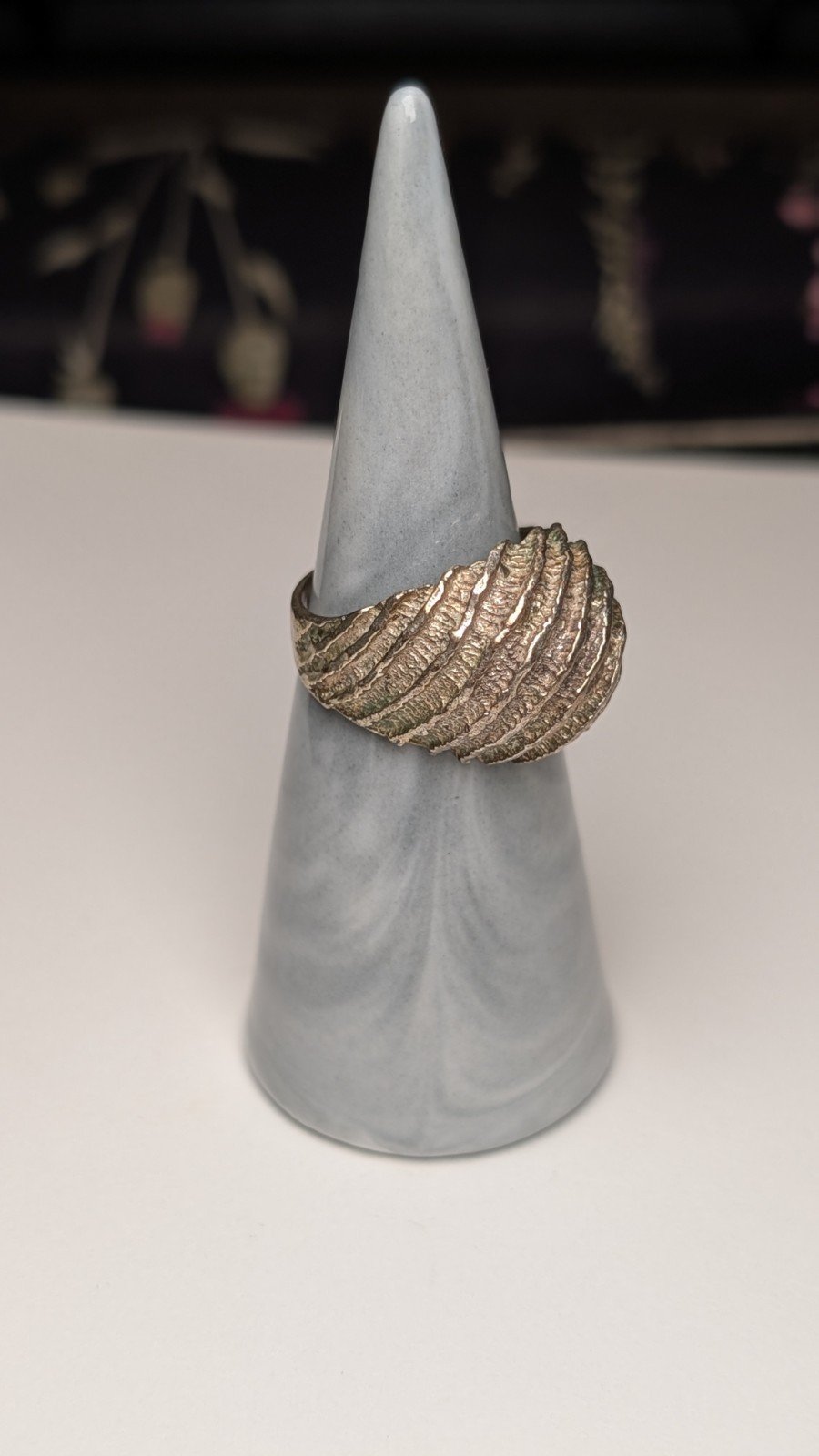 Vintage Sterling Silver Ripple / Shell Design Ring | Size N | 925 Silver - Image 6