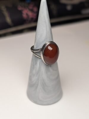 Vintage Sterling Silver Carnelian Gemstone Ring | Size L | 925 Silver