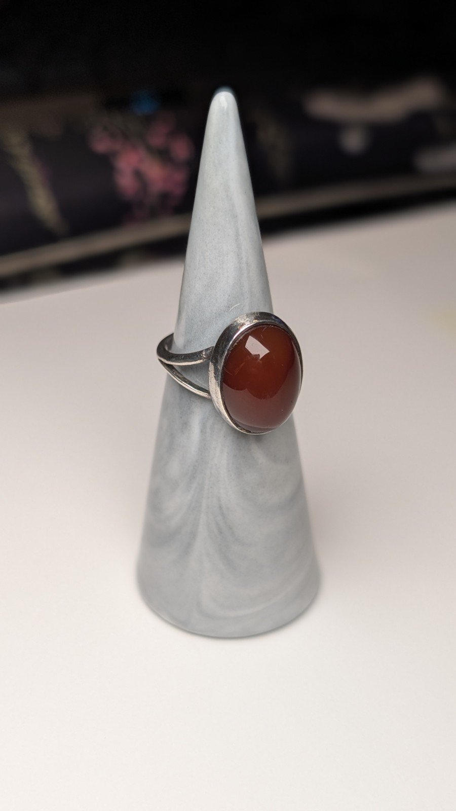 Vintage Sterling Silver Carnelian Gemstone Ring | Size L | 925 Silver