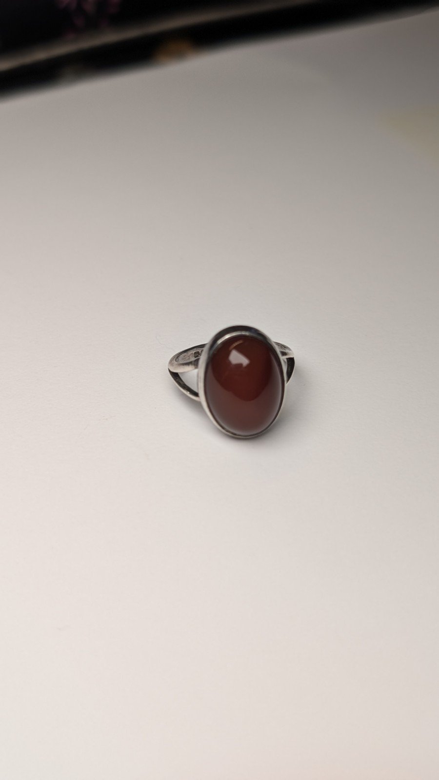 Vintage Sterling Silver Carnelian Gemstone Ring | Size L | 925 Silver - Image 3