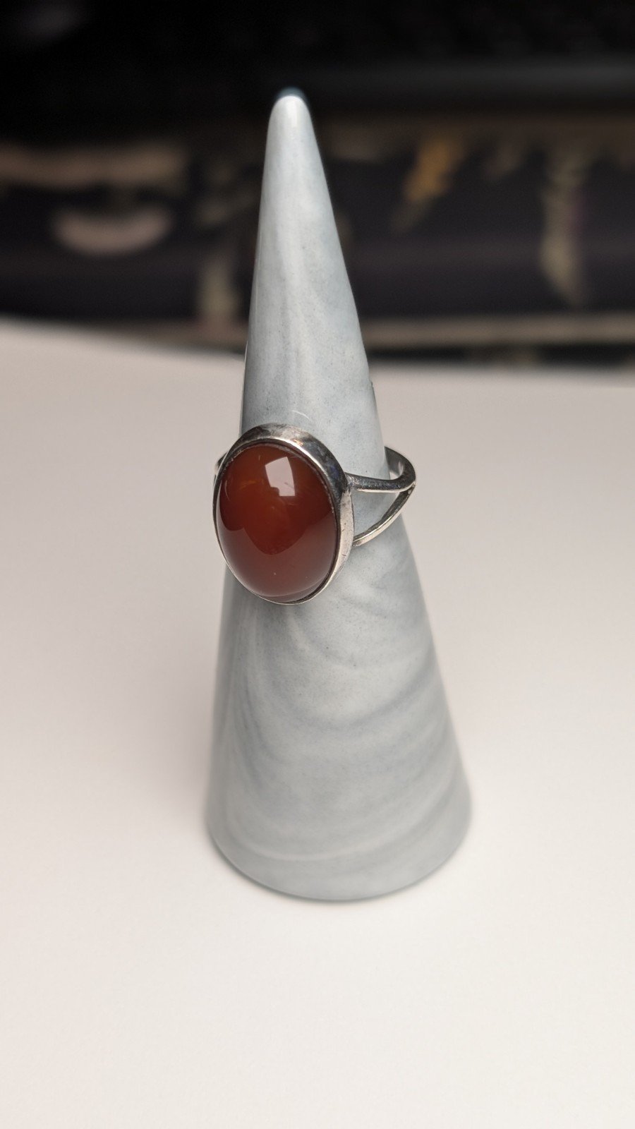 Vintage Sterling Silver Carnelian Gemstone Ring | Size L | 925 Silver - Image 4