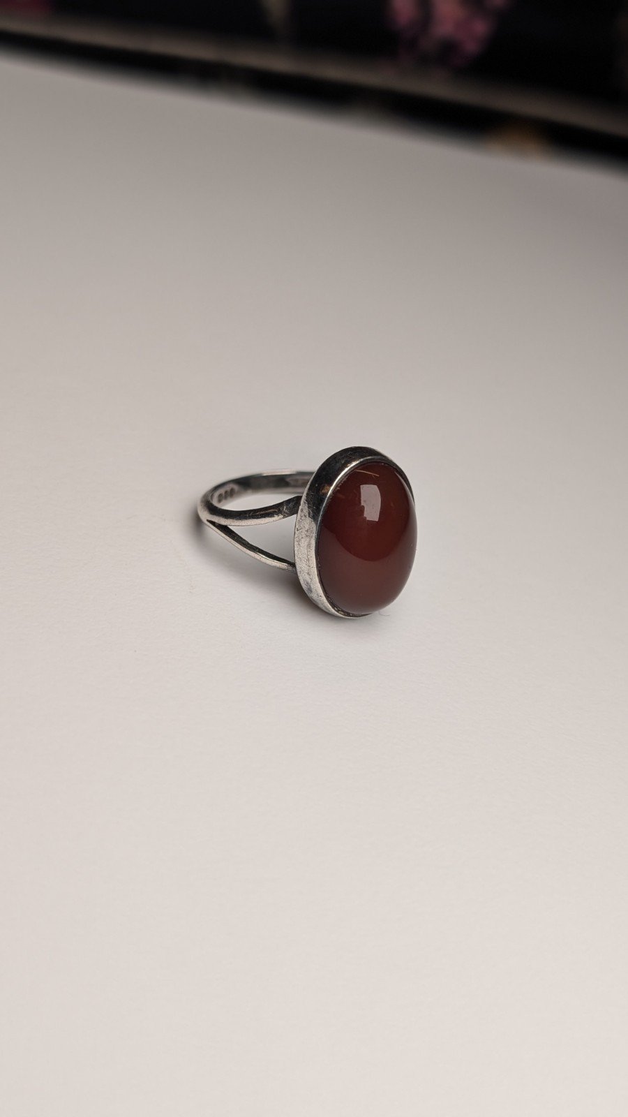 Vintage Sterling Silver Carnelian Gemstone Ring | Size L | 925 Silver - Image 6