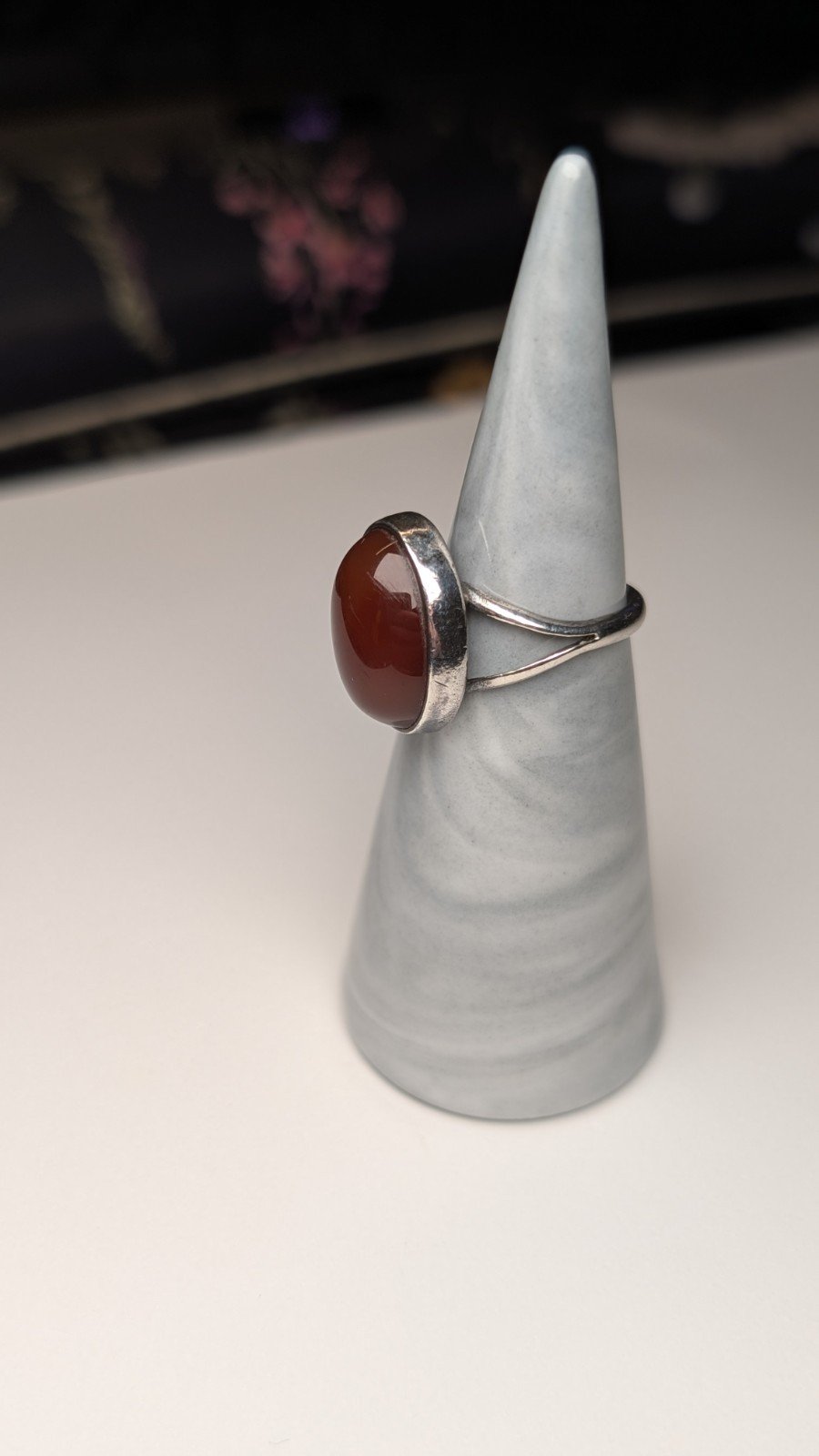 Vintage Sterling Silver Carnelian Gemstone Ring | Size L | 925 Silver - Image 8
