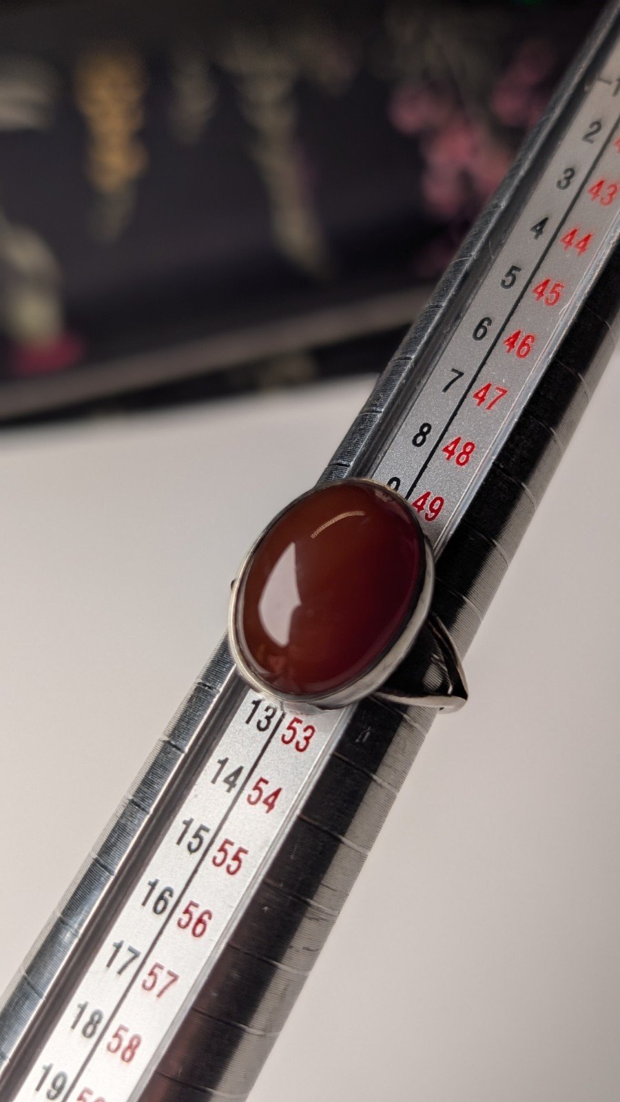 Vintage Sterling Silver Carnelian Gemstone Ring | Size L | 925 Silver - Image 9