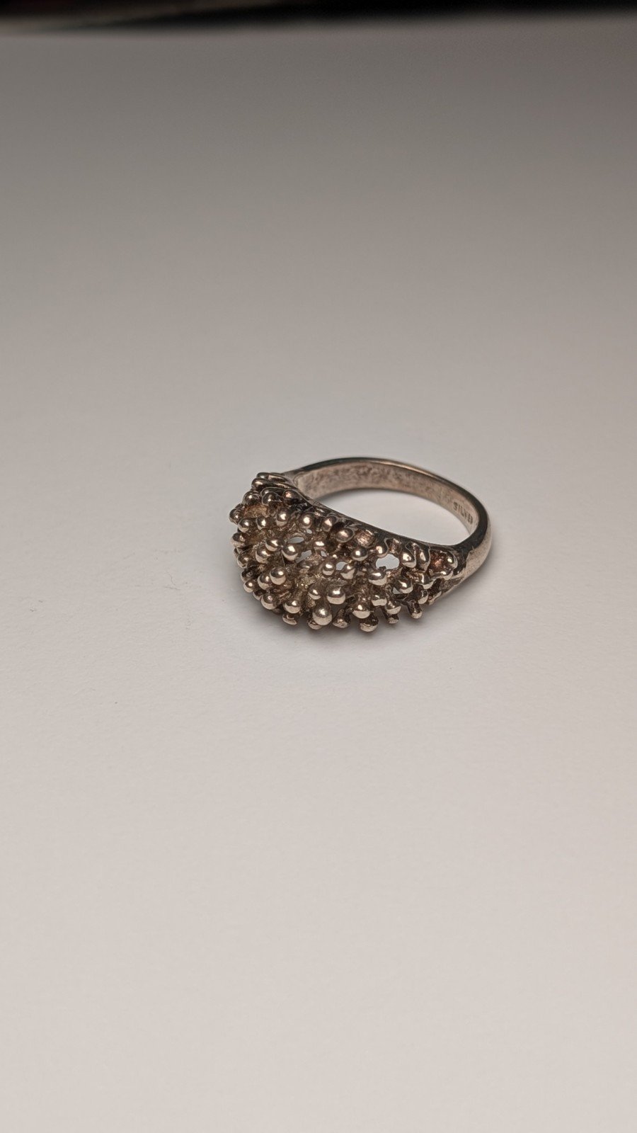 Vintage Sterling Silver Small Keeper / Dots / Hedgehog Ring | Size K 1/2 | 925 - Image 2