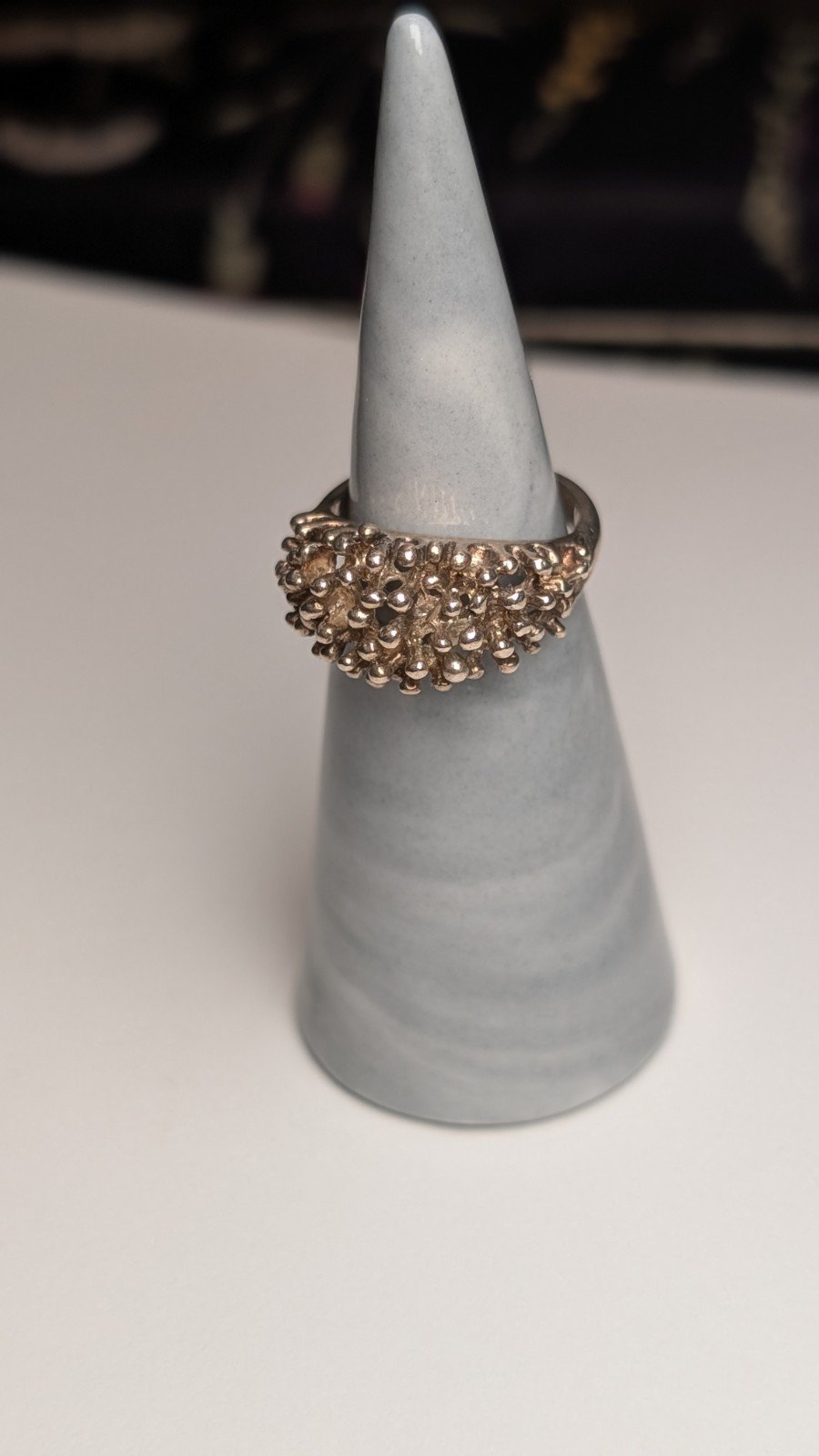 Vintage Sterling Silver Small Keeper / Dots / Hedgehog Ring | Size K 1/2 | 925 - Image 3