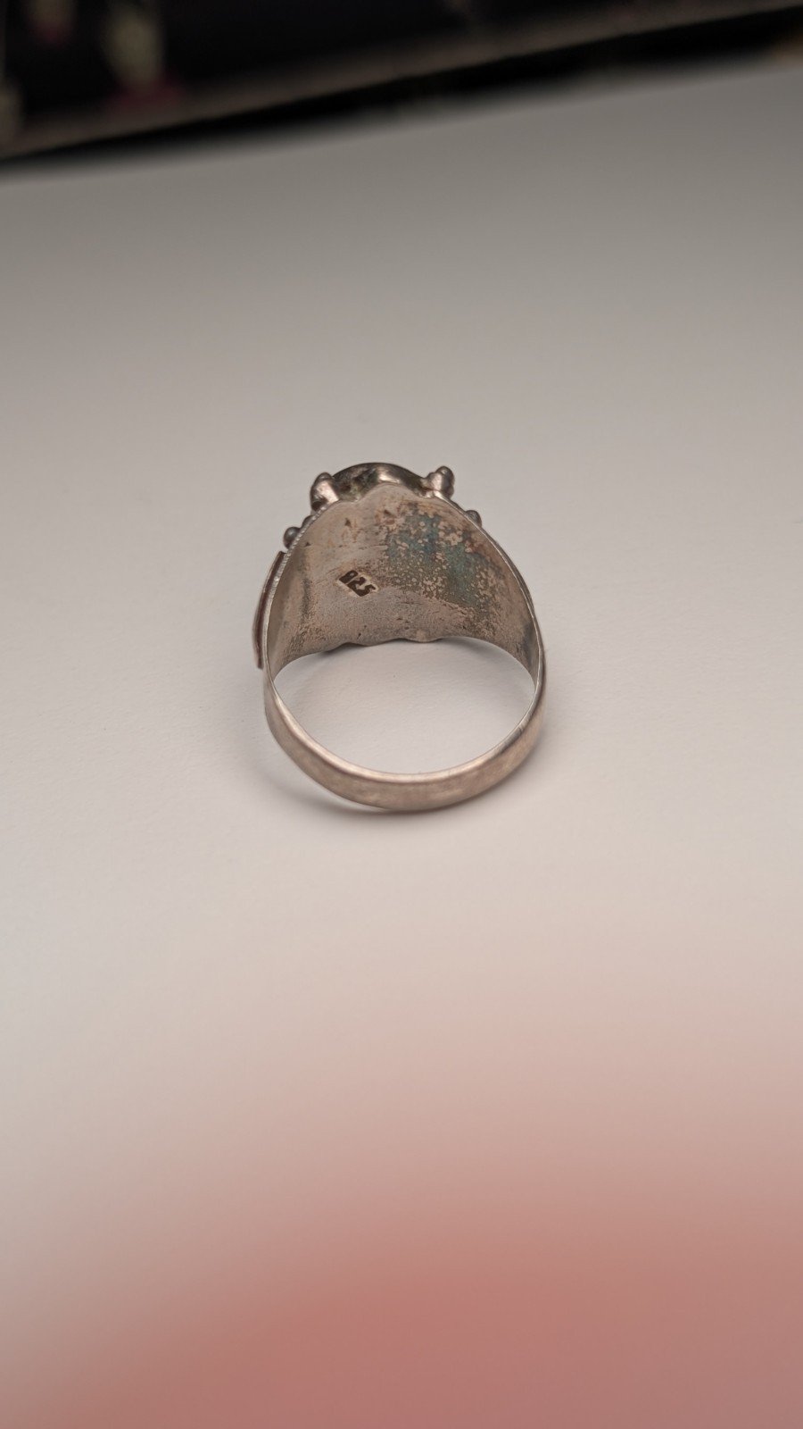 Vintage Sterling Silver Natural Green Malachite Ring | Size O 1/2 | 925 Silver - Image 4