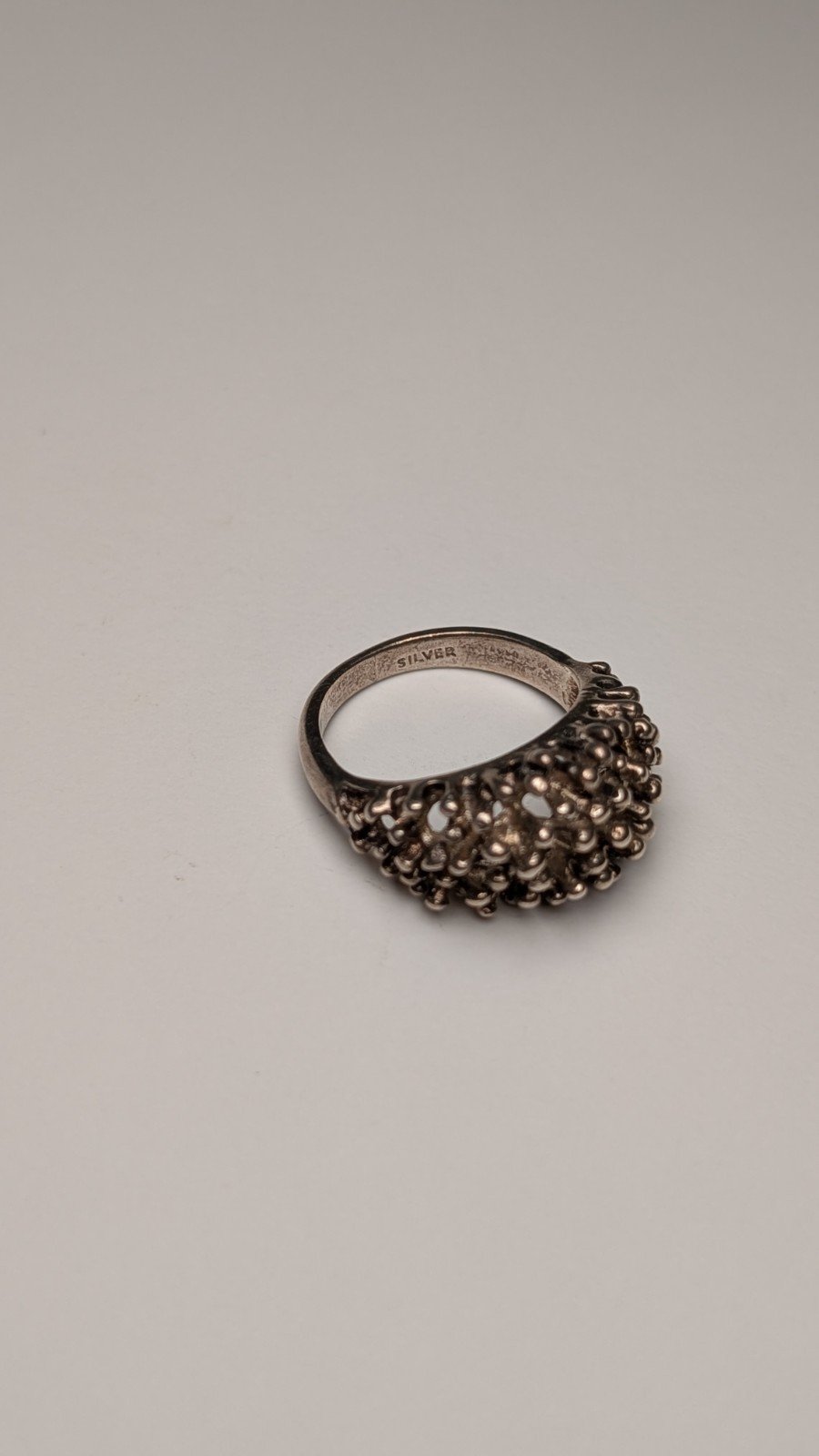 Vintage Sterling Silver Small Keeper / Dots / Hedgehog Ring | Size K 1/2 | 925 - Image 5