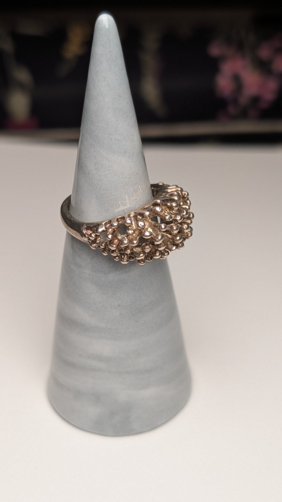 Vintage Sterling Silver Small Keeper / Dots / Hedgehog Ring | Size K 1/2 | 925 - Image 7
