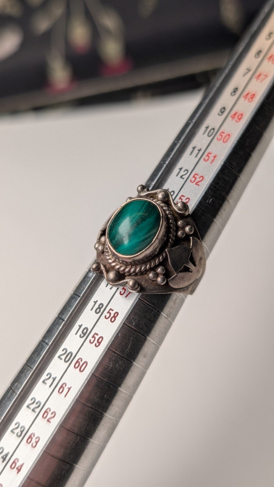 Vintage Sterling Silver Natural Green Malachite Ring | Size O 1/2 | 925 Silver - Image 10
