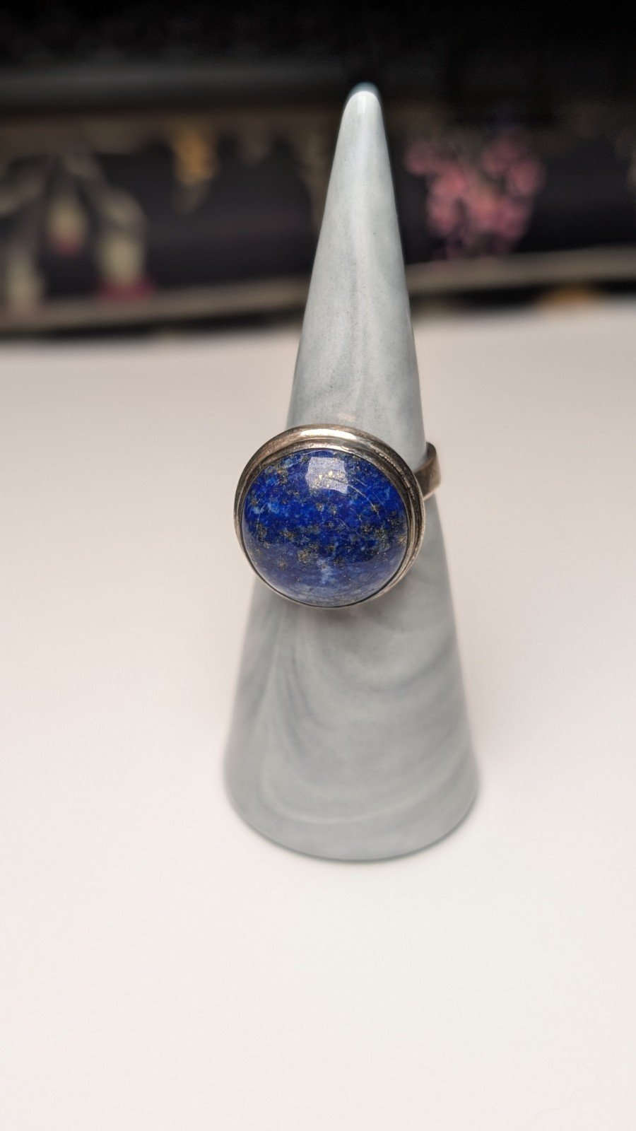 Vintage Sterling Silver Blue Lapis Lazuli Ring | Size R | 925 Silver - Image 7