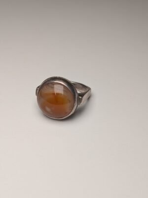 Vintage Sterling Silver Squared Carnelian Gemstone Ring | Size K | 925 Silver