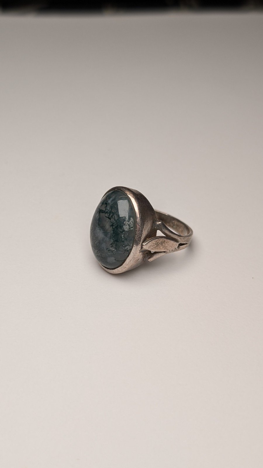 Vintage Sterling Silver Moss Agate Ring | Size L | 925 Silver - Image 5