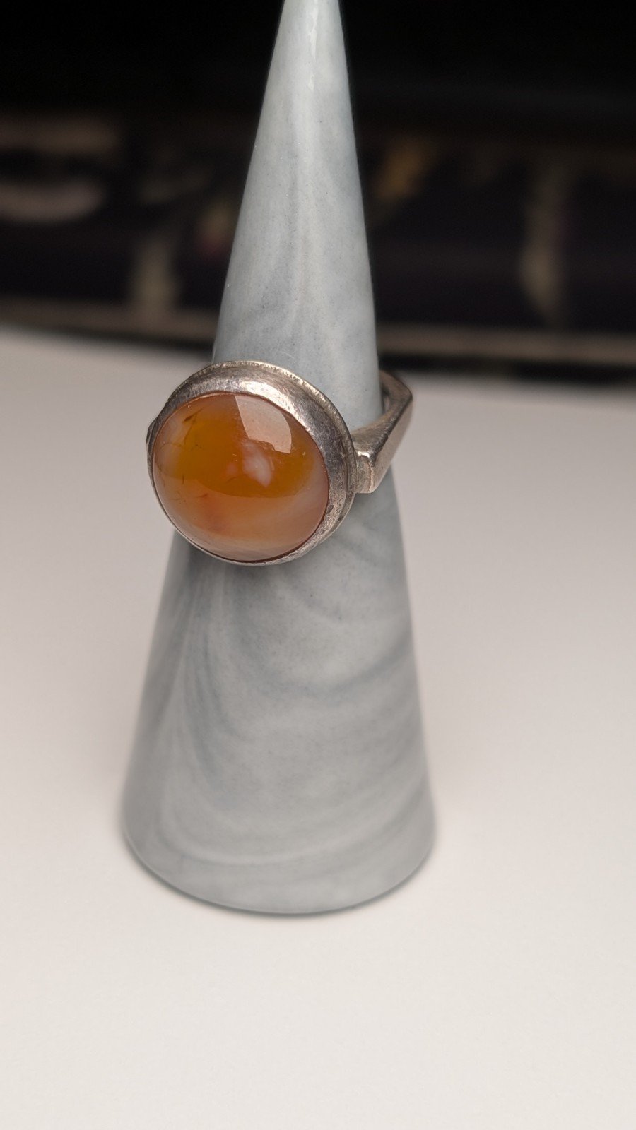 Vintage Sterling Silver Squared Carnelian Gemstone Ring | Size K | 925 Silver - Image 6