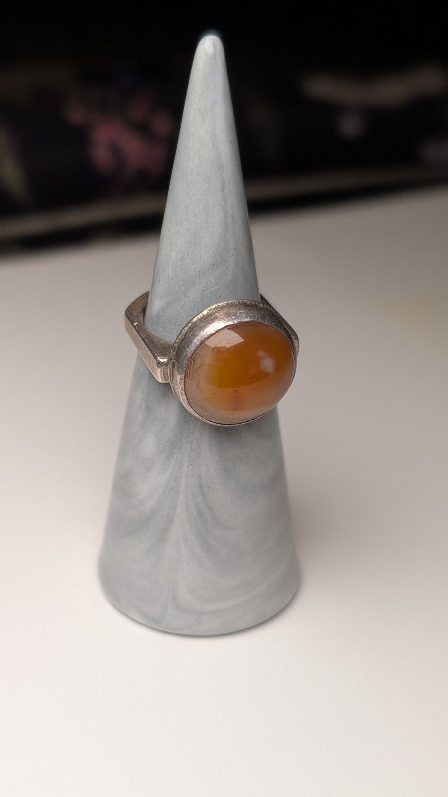 Vintage Sterling Silver Squared Carnelian Gemstone Ring | Size K | 925 Silver - Image 7