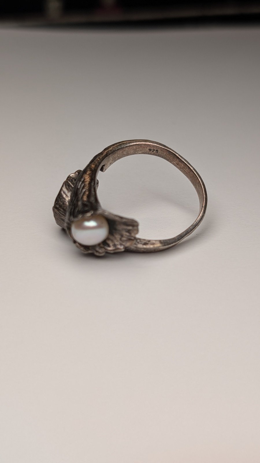 Vintage Sterling Silver Floral Design Pearls Ring | Size U 1/2 | 925 Silver - Image 2