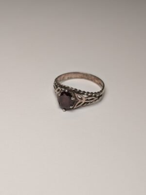 Vintage Sterling Silver 1978 Almandine Garnet Ring | Size R | 925 Silver