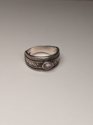 Vintage Sterling Silver Amethyst Band Ring | Size S | 925 Silver